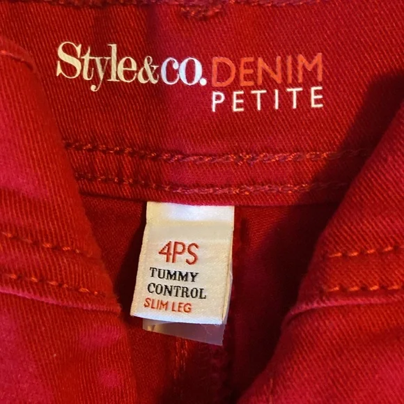 Red Denim Jeans Size 4 PS. Style & Co. - Picture 3 of 4